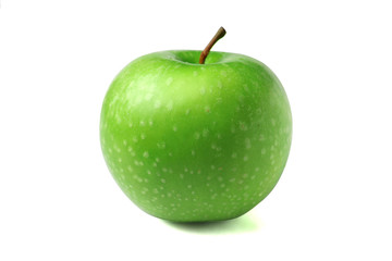 Fresh Green Apple Isolated on White Background with Clipping Path