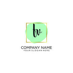 FV initial Handwriting logo vector templates