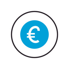 Euro coin fill syle icon vector design