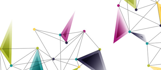 Line points connections, triangular technology design. Abstract geometric background
