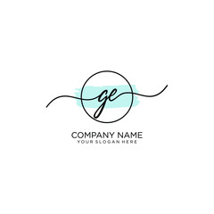 GE initial Handwriting logo vector templates