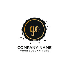 GE initial Handwriting logo vector templates