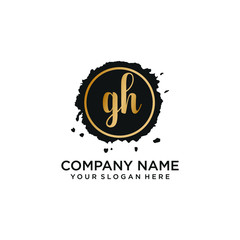GH initial Handwriting logo vector templates