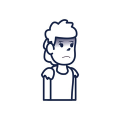 Girl cartoon with fever line style icon vector design