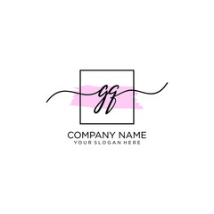 GQ initial Handwriting logo vector templates