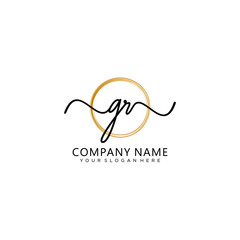 Obraz premium GR initial Handwriting logo vector templates