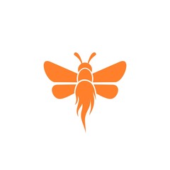 Bee animal icon. Honey flying fire bee isolated on white background