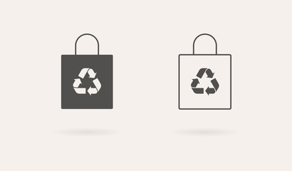 Eco bag vector icon set. Zero waste concept. Eco-friendly cotton bag. Simple flat design sign isolated on white