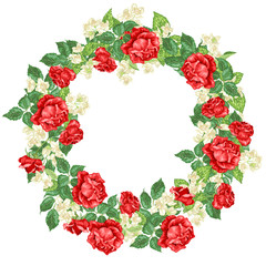 Vector illustration deor element with roses and jasmine