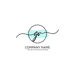 GV initial Handwriting logo vector templates