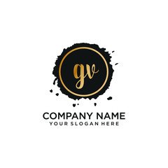 GV initial Handwriting logo vector templates