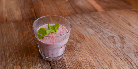 Panna cotta dessert with wild berry mousse. Traditional Italian dessert. Sweet food, delisious tasty dessert.