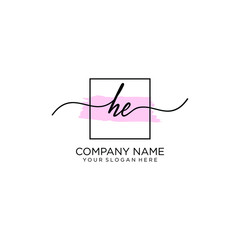 HE initial Handwriting logo vector templates