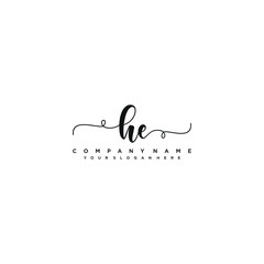 HE initial Handwriting logo vector templates