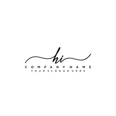HI initial Handwriting logo vector templates