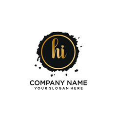 HI initial Handwriting logo vector templates