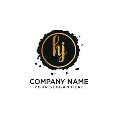 HJ initial Handwriting logo vector templates