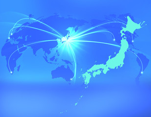 ビジネス背景　世界地図　日本地図　グローバル
地図　世界　ビジネスイメージ　ビジネス取引