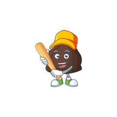 Chocolate conitos cartoon design concept of hold baseball stick