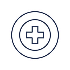 Cross inside button line style icon vector design