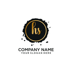 HS initial Handwriting logo vector templates