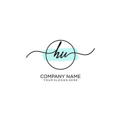 HU initial Handwriting logo vector templates
