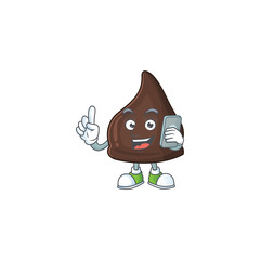 Cartoon design concept of chocolate conitos talking on phone