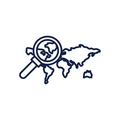 Map and lupe line style icon vector design