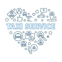 Taxi Service Heart vector concept minimal outline illustration