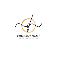 Obraz premium IF initial Handwriting logo vector templates