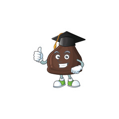 Mascot design concept of chocolate conitos proudly wearing a black Graduation hat