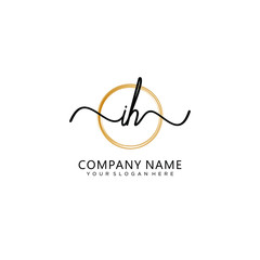 IH initial Handwriting logo vector templates