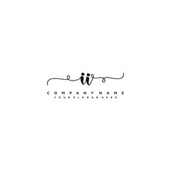 II initial Handwriting logo vector templates