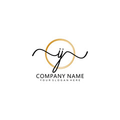 IJ initial Handwriting logo vector templates