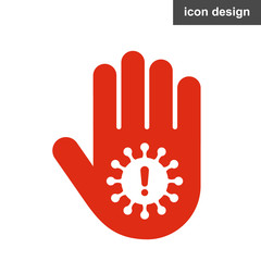 Attention dirty hands spread coronavirus icon