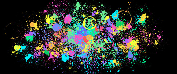 colorful paint splatter, spattering paint
