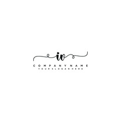 IV initial Handwriting logo vector templates