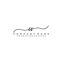 IV initial Handwriting logo vector templates