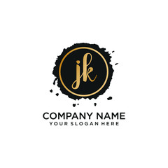 JK initial Handwriting logo vector templates