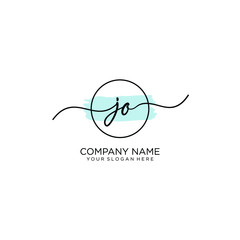 JO initial Handwriting logo vector templates