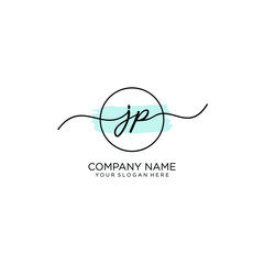 JP initial Handwriting logo vector templates