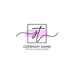 JT initial Handwriting logo vector templates