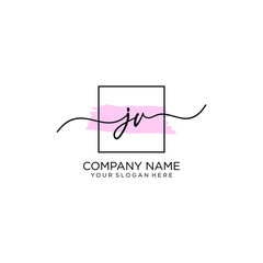 JV initial Handwriting logo vector templates