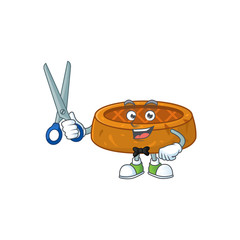Cute Barber peanut cookies cartoon character style with scissor
