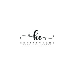 KE initial Handwriting logo vector templates