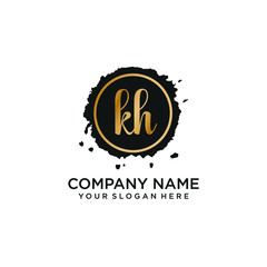 KH initial Handwriting logo vector templates