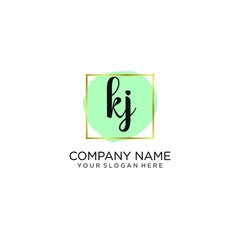 KJ initial Handwriting logo vector templates