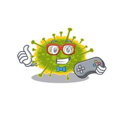 Mascot design concept of insthoviricetes gamer using controller