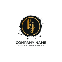 KJ initial Handwriting logo vector templates