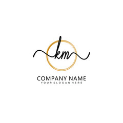 KM initial Handwriting logo vector templates